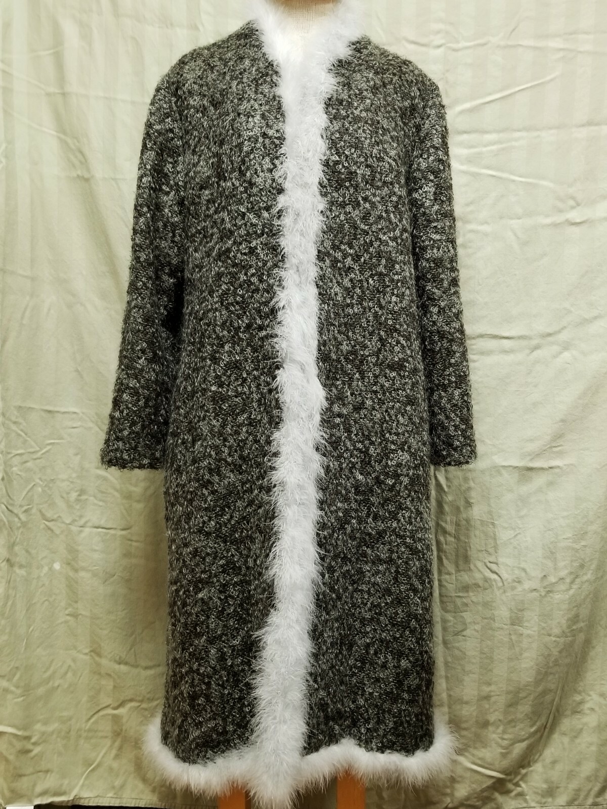 Vintage Georgina Von Etzdorf Mohair Wool Feather Duster Sweater Coat M ~ England