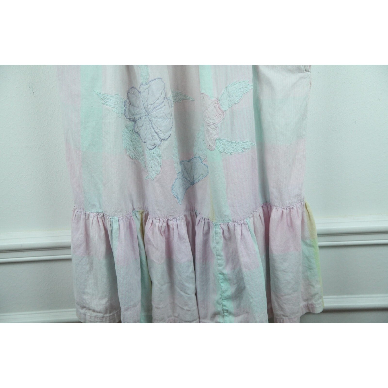 Vintage Medium Housedress Pastel Plaid Butterfly Cottagecore 80s Feminine Granny