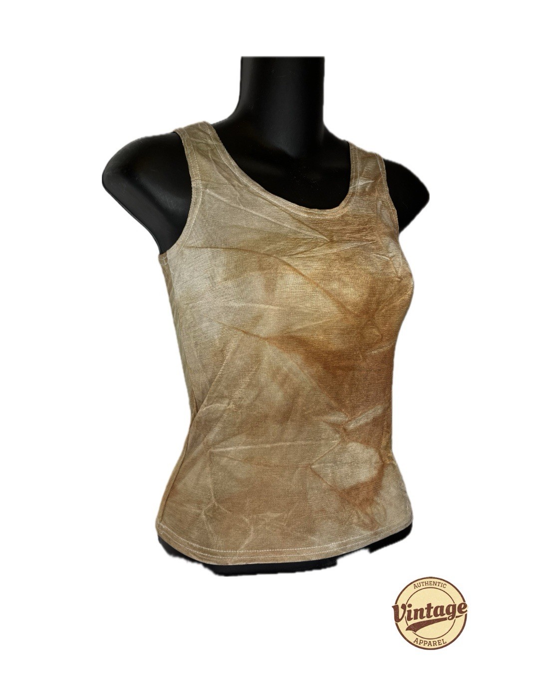 Cheryl Creations Women’s Tank Top Beige Brown Small 90% Acetate 10% Lycra