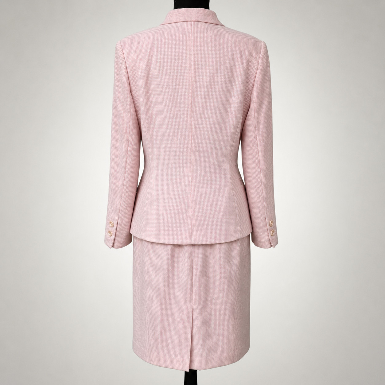 Vintage Women’s Size 10 Pink Microcheck Wool Blend 2pc Skirt Suit Kasper A.S.L.