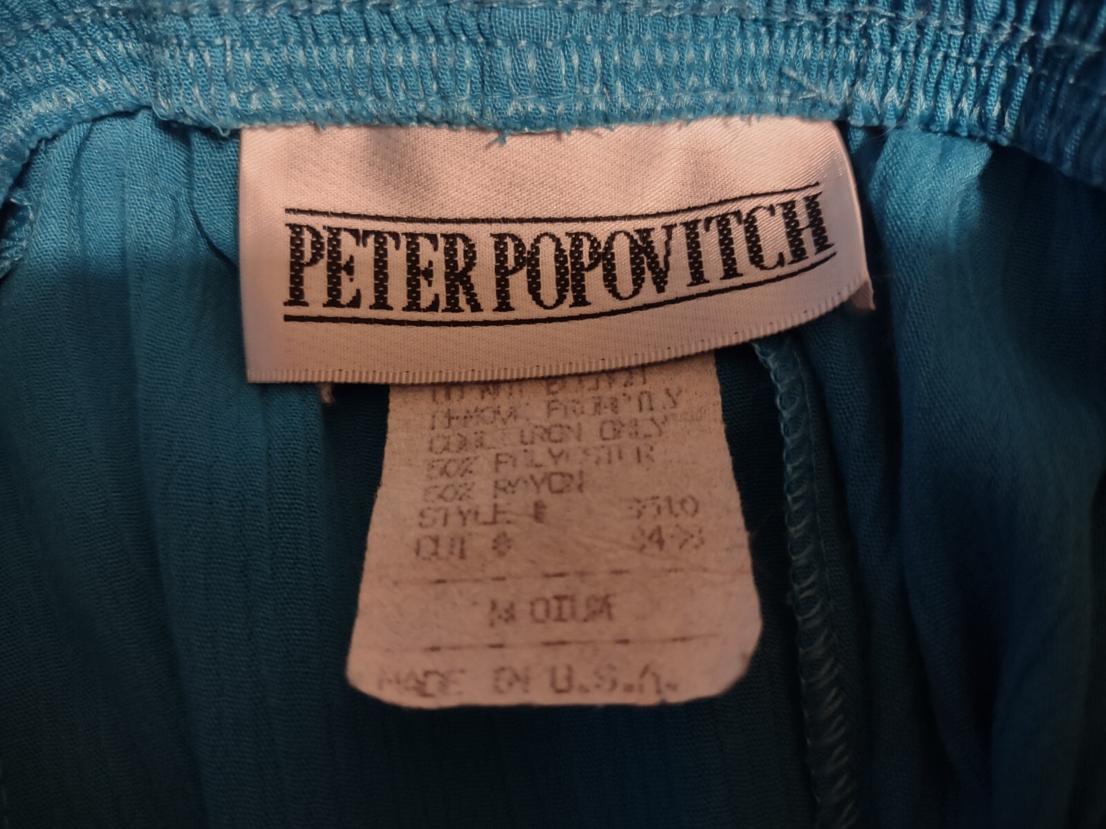Vintage Peter Popavitch Skirt, M, Made in USA, Bright Teal