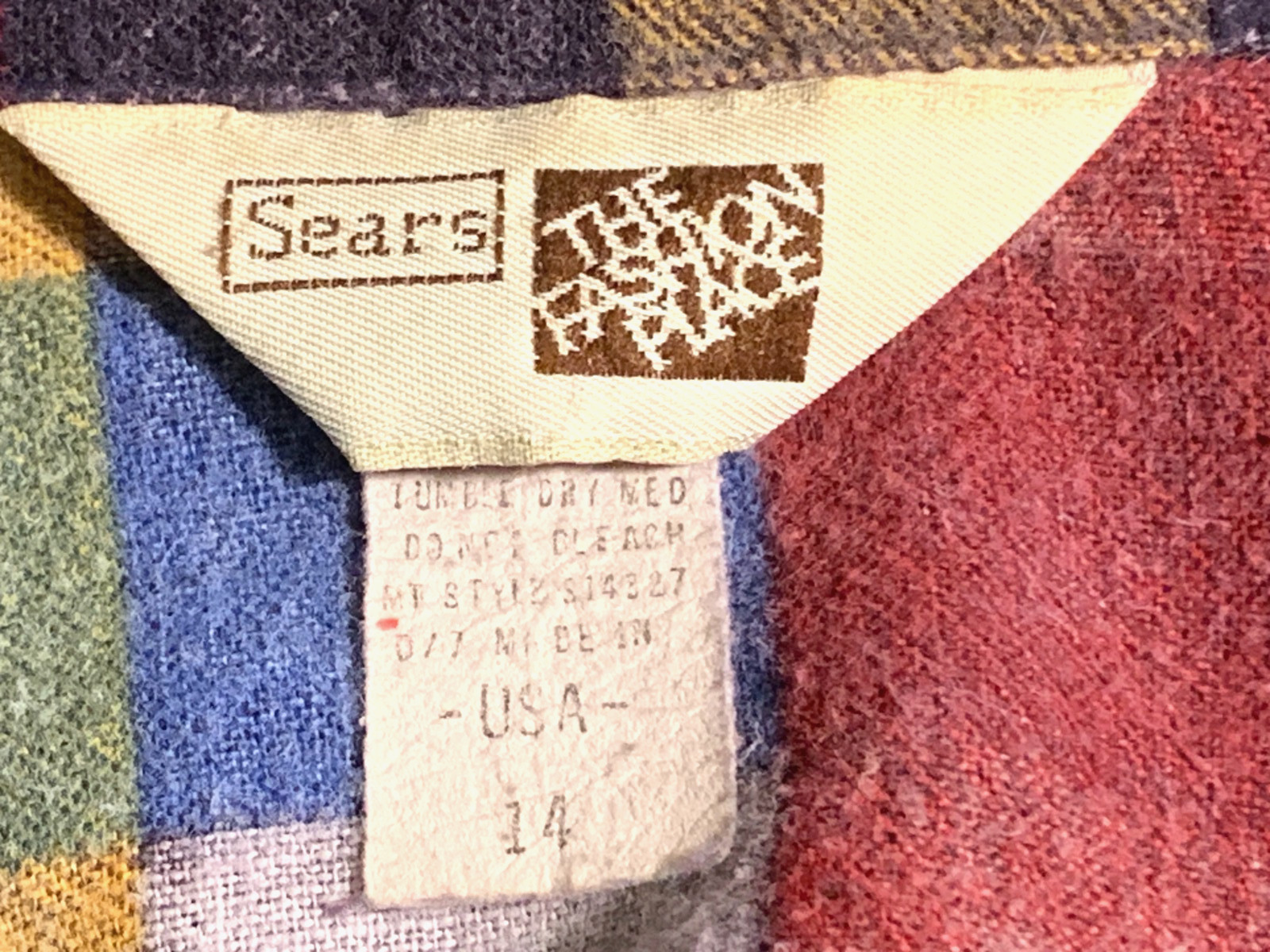 Vtg Sears the Fashion Place Long Sleeve Button Up Shirt Plaid Flannel Women’s 14