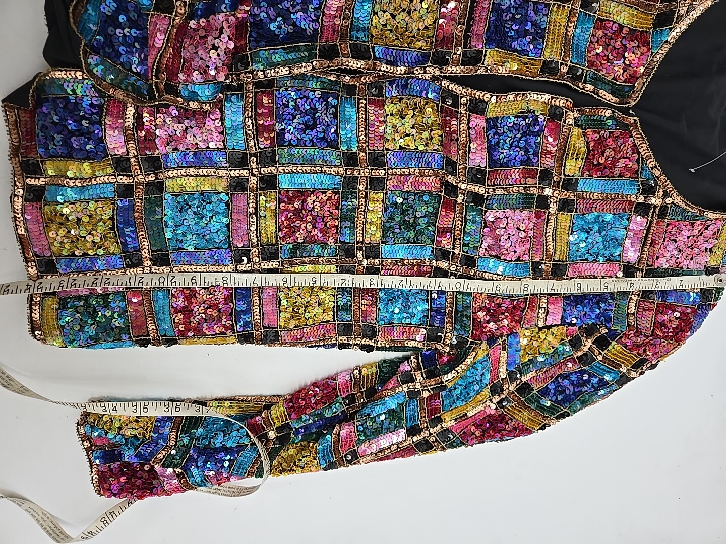 Vintage Channa Fully Sequin Coat Jacket Blazer Top Silk & Rayon Large