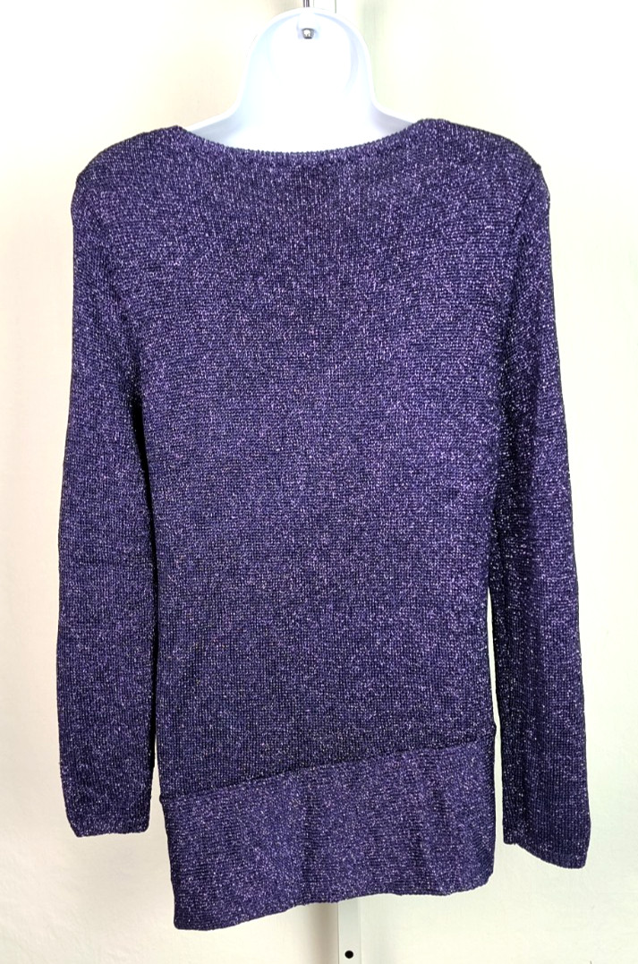 VTG CHICO’S PURPLE STRETCH TOP WITH SILVER METALLIC SPARKLING THREAD SIZE 1