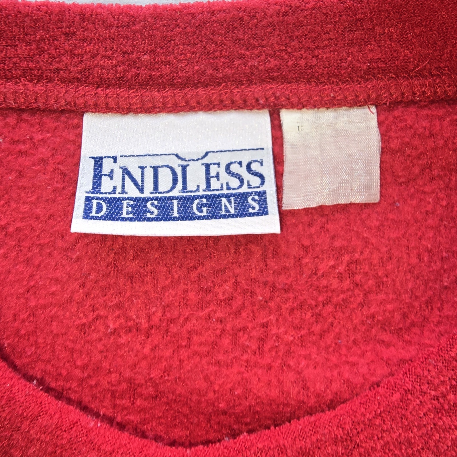 Vtg Endless Designs Red Cardinal Christmas Sweatshirt Embroidered Grannycore