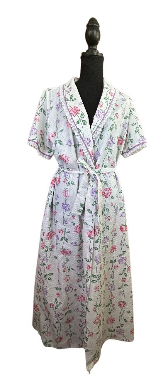 RARE! VTG 1960s-70s GORGEOUS KINGLY FLORAL HOUSECOAT! EXCELLENT CONDITION!
