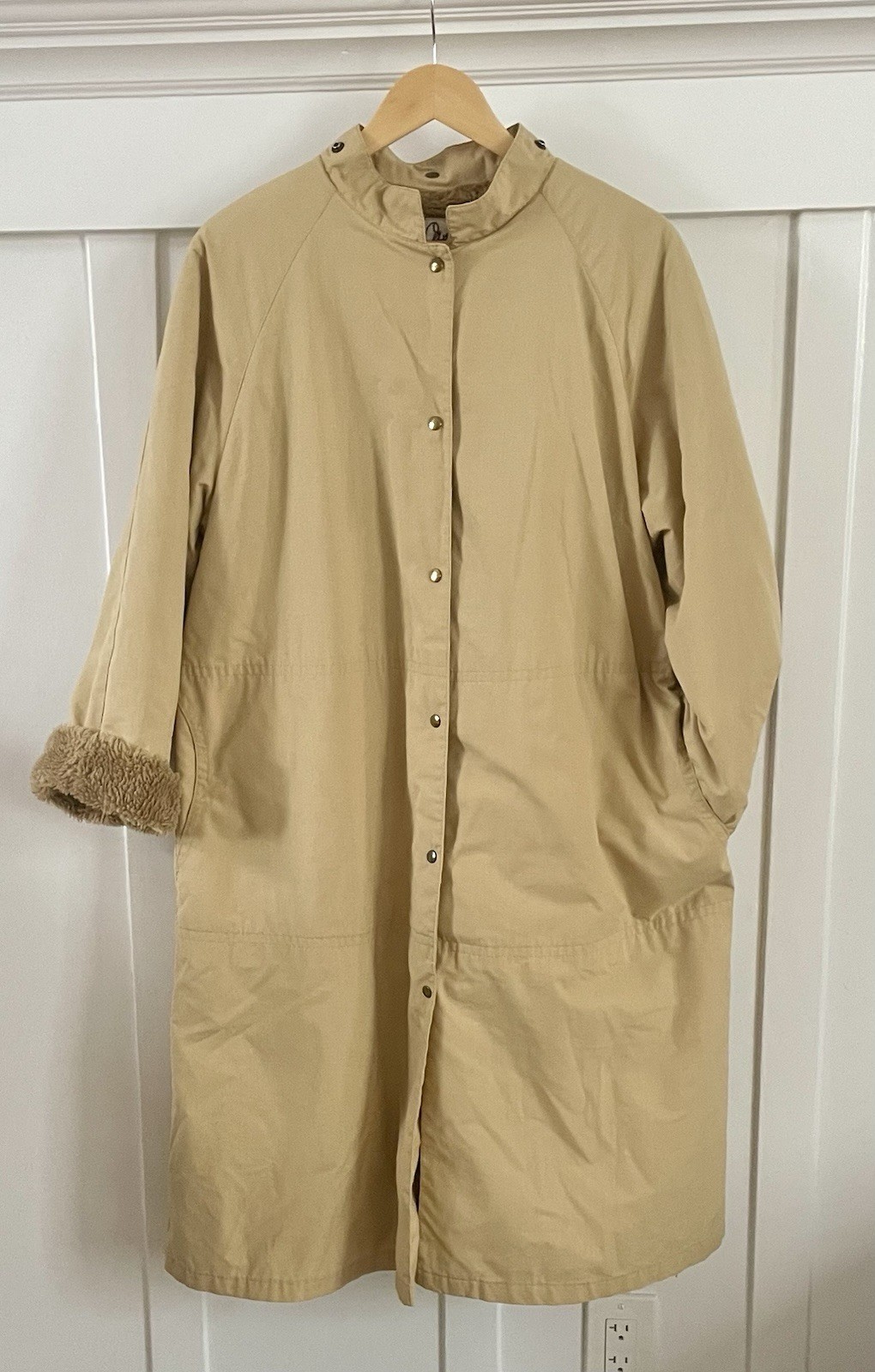Bonnie Cashin Weatherwear Rusell Taylor Canvas Coat W/ Fauxfur Lining Size16