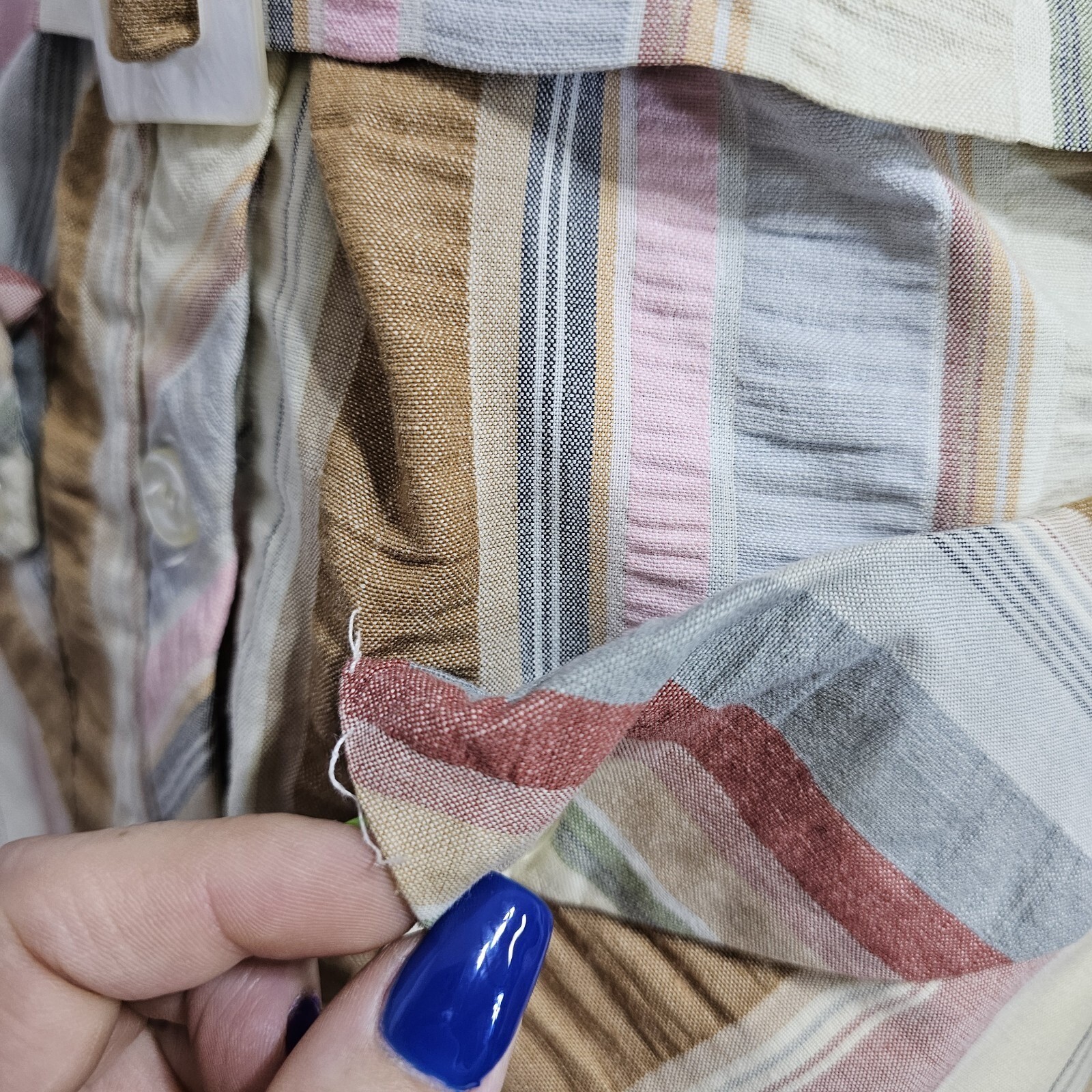 Vintage 70s Mindy Malone Striped Belted Shirt Dress ILGWU Union Made Mod USA