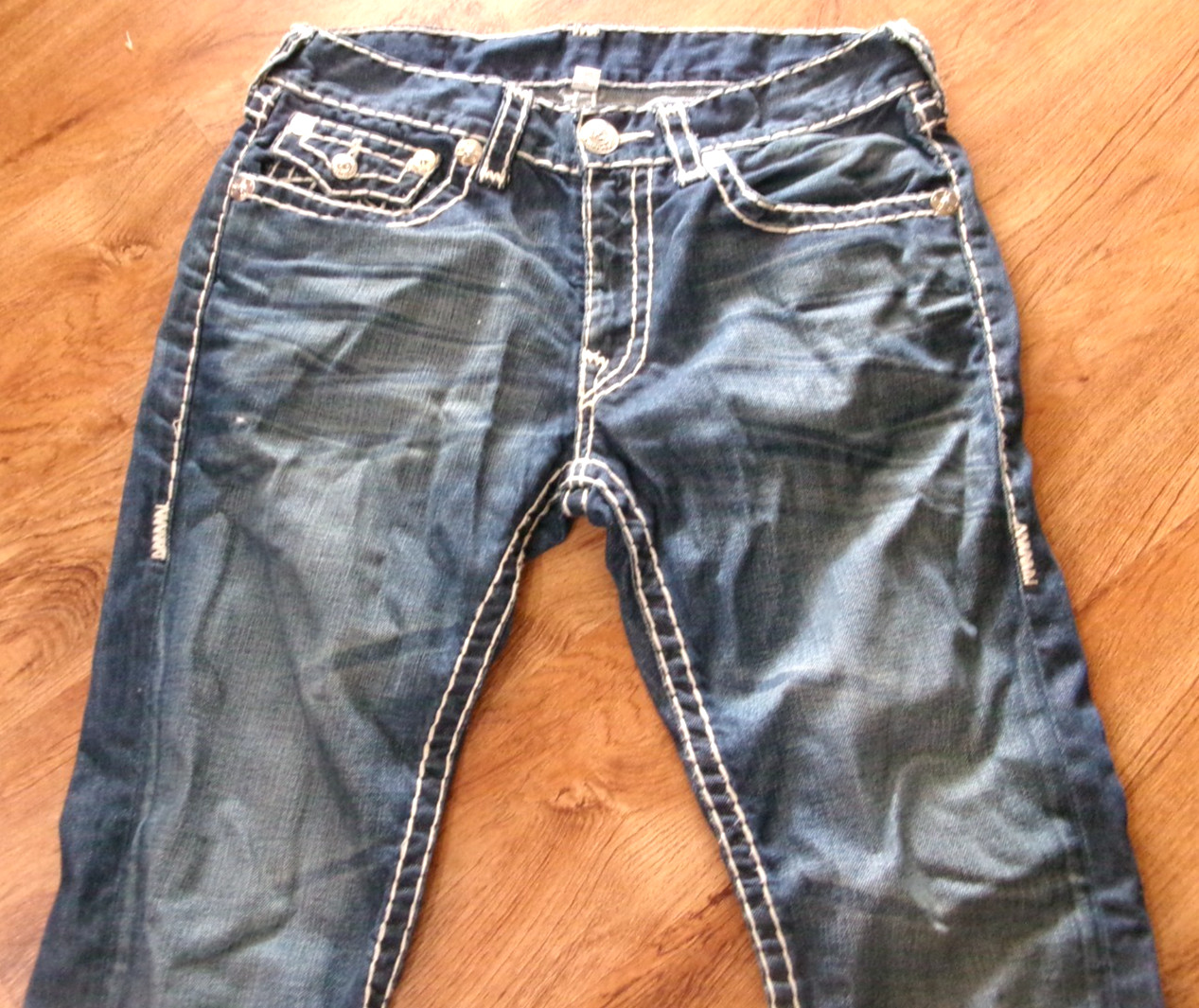 Vintage Y2K TRUE RELIGION Skinny Super T Stitch/Flap Pocket/Low Rise Jeans-Sz 33