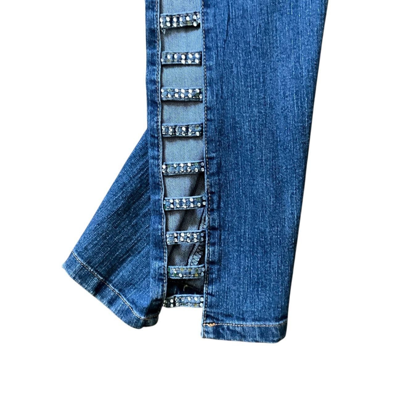 Platinum Plush Rhinestone Side Cut Party Jeans: 90s, Y2K