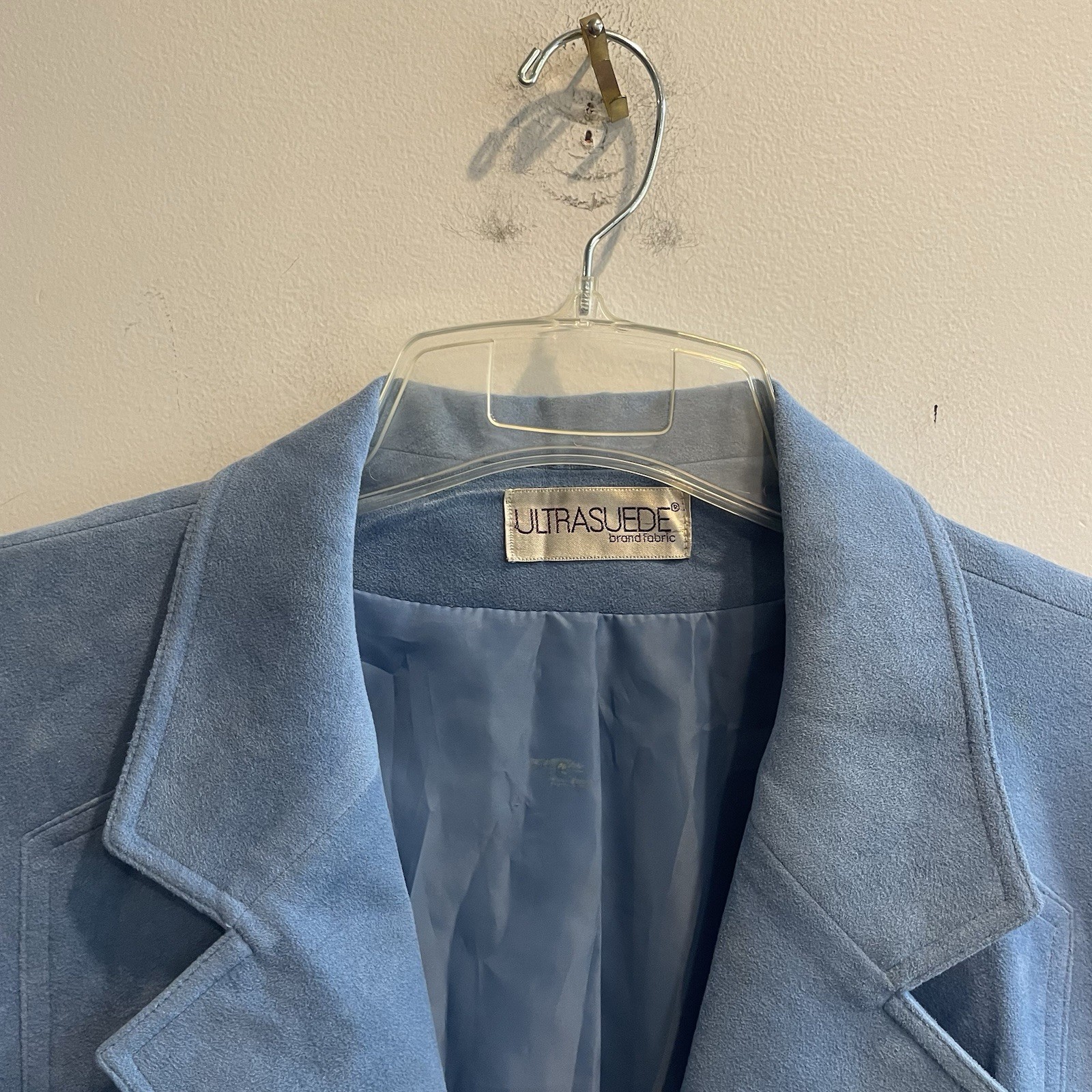 Vintage 70s Women’s Count Romi Blue Ultra Suede Long Swing Coat Sz 12 Trench