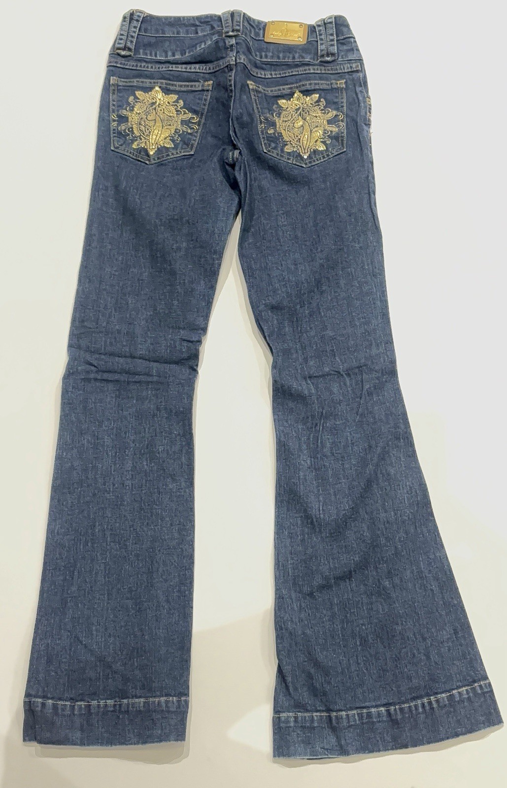 Baby Phat Flared Jeans Size 5 Low Rise Bell bottoms Gold Cat Vintage