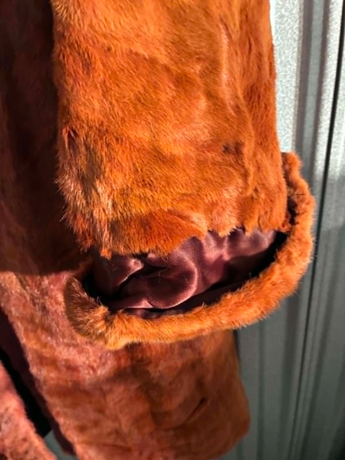 Vintage Cinnamon Brown Genuine Mink Fur Stroller Swinger Long Coat Size L/XL