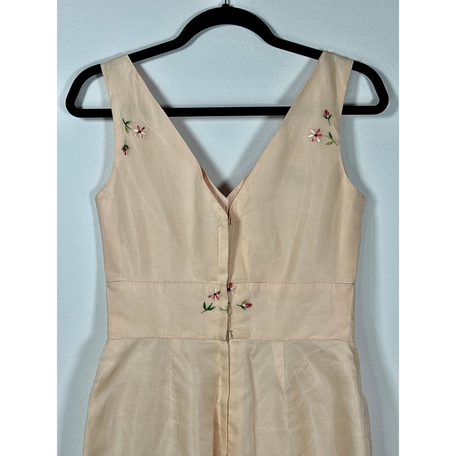 1960s Lilli Diamond Pink Silk Chiffon Embroidered Wiggle Dress As Is