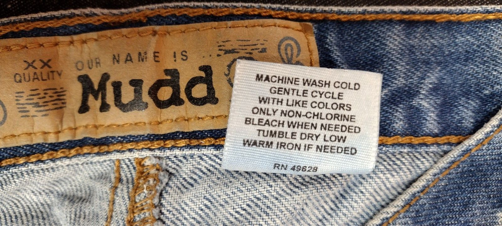 Mudd Jeans 90s Blue Denim Wide Bell Bottoms Waist 26 inch Epic SIDE SLIT
