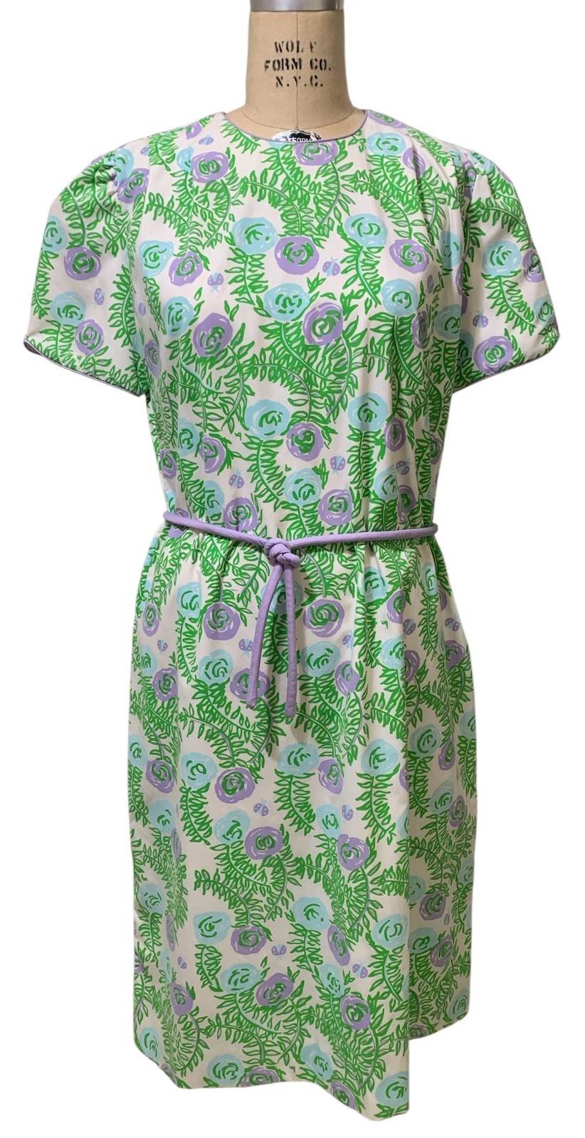 VESTED GENTRESS Vintage 70s/80s Women’s SS Floral Shift Dress with Belt – Sz L