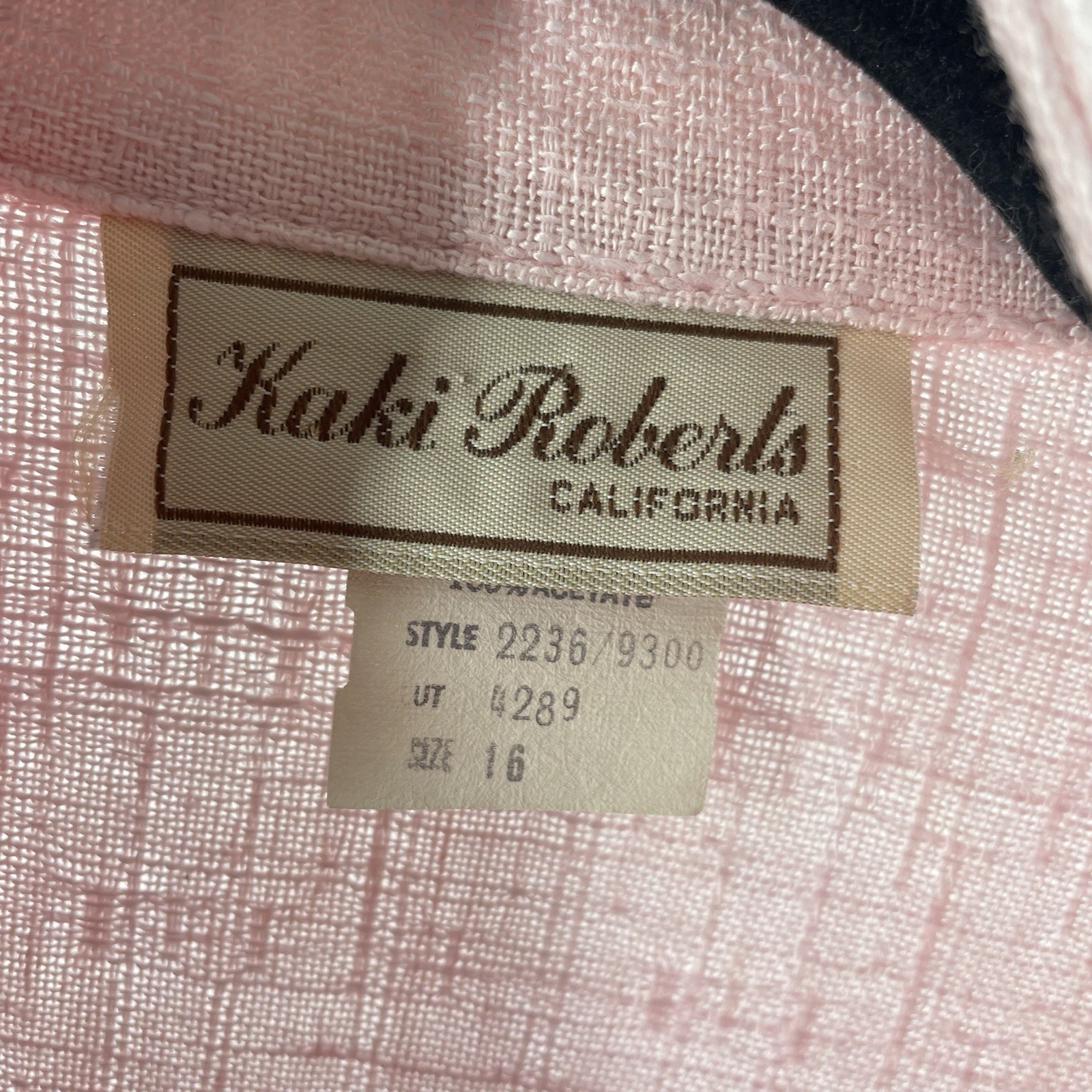 Vintage 80’s 90’s Kaki Roberts Blush Pink Linen Mix Blazer Jacket Open Front 16