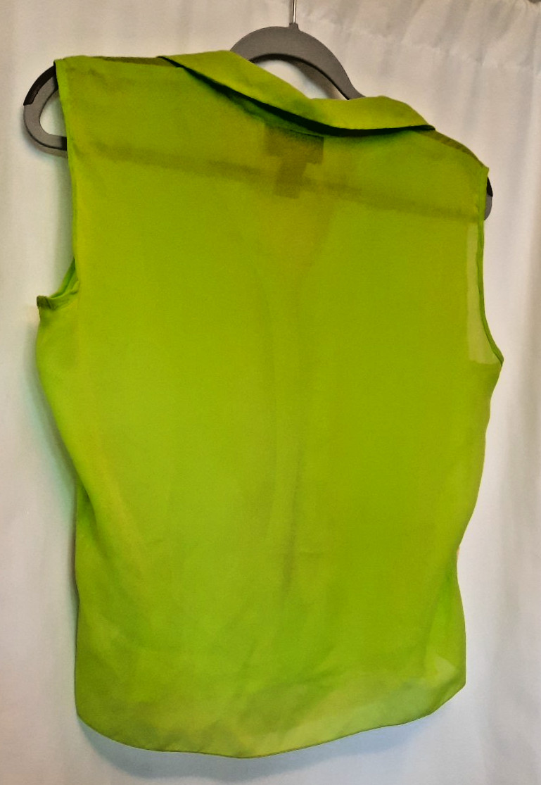 VTG Metro Style Lime Gren Tan blouse with lace size 6 sleeveless