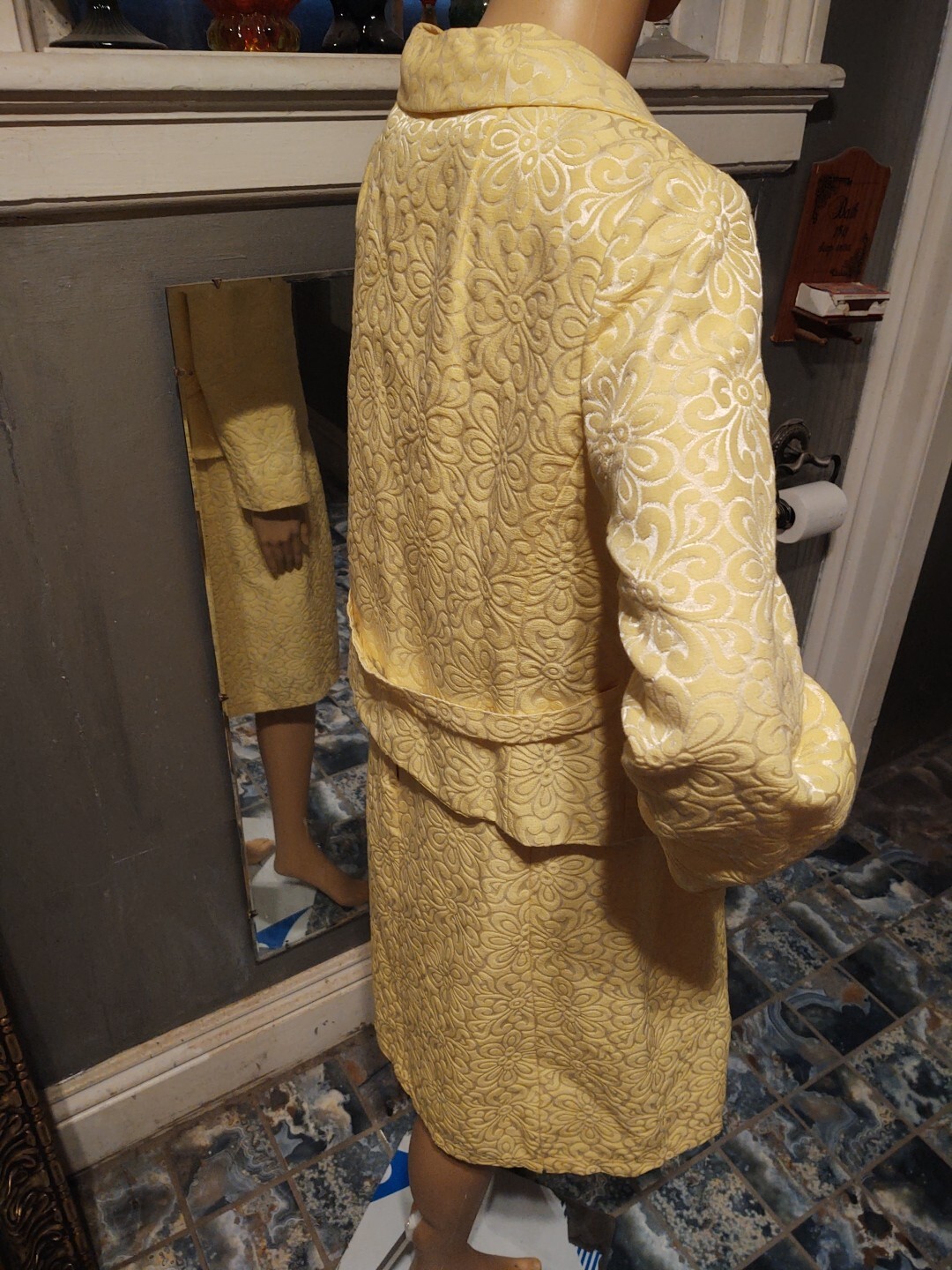 Vintage 1960s Elinor Gay Original Bright Yellow Shift Dress W/Jacket Sz 18