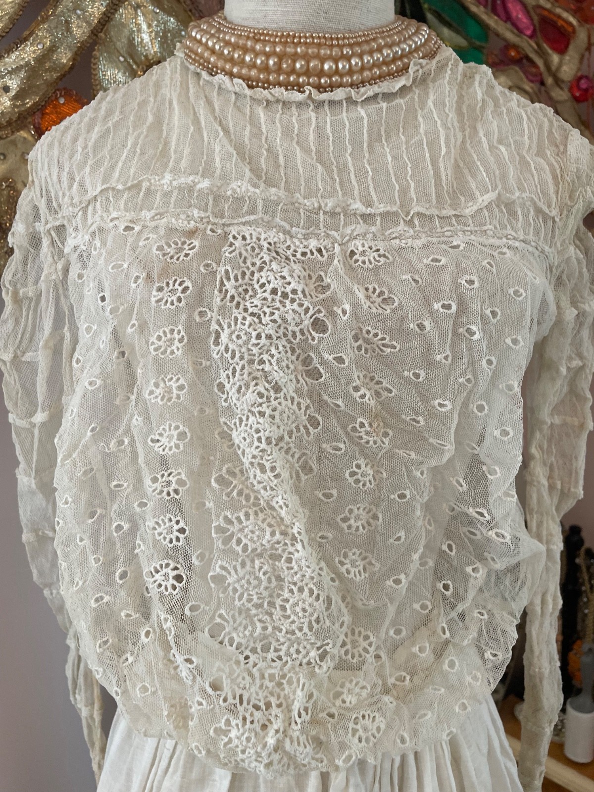 Edwardian Sheer White Eyelet Bodice