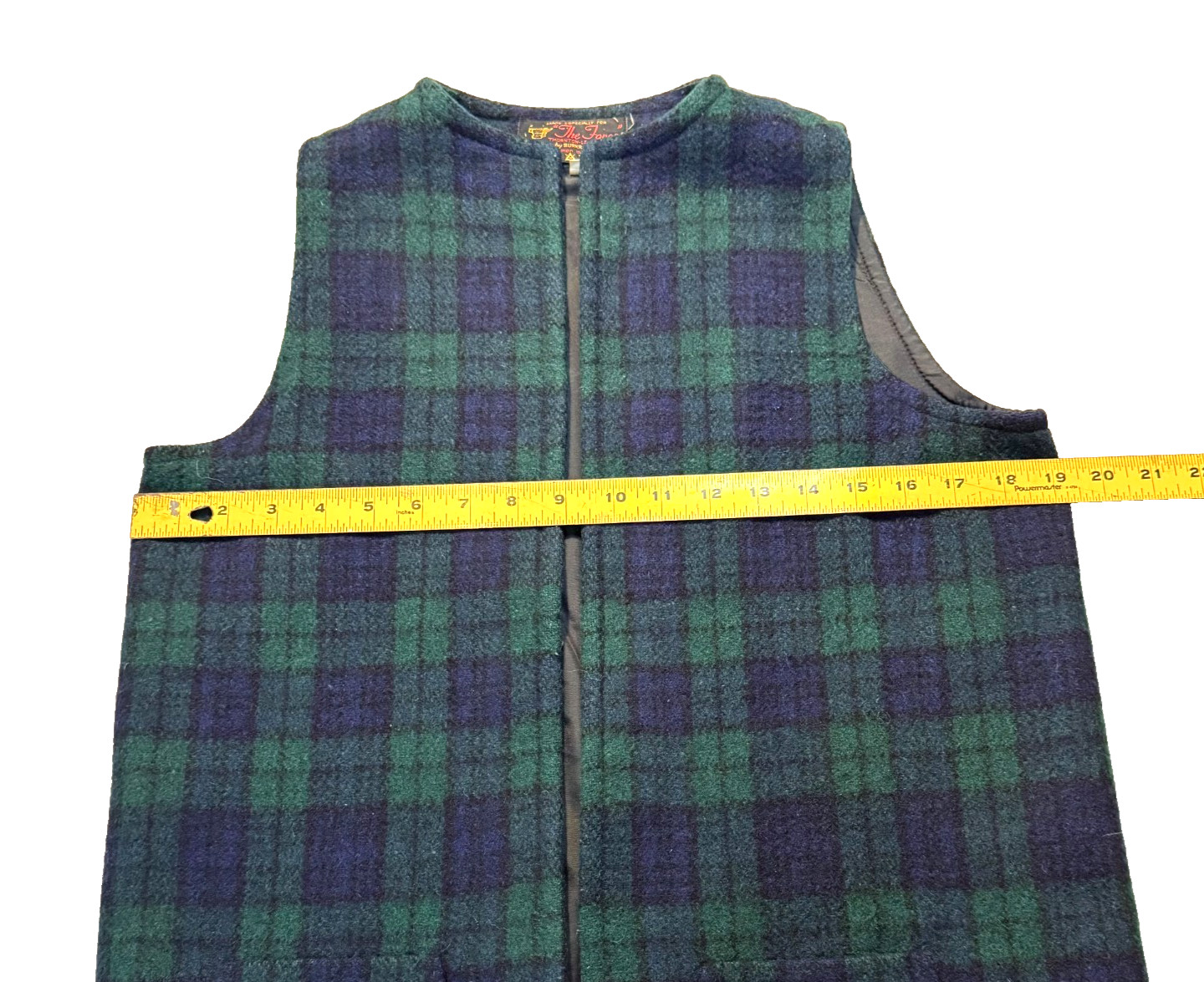 Vtg The Forge Burkraft Wool Vest Green Navy Plaid Tartan Open Front Women’s M