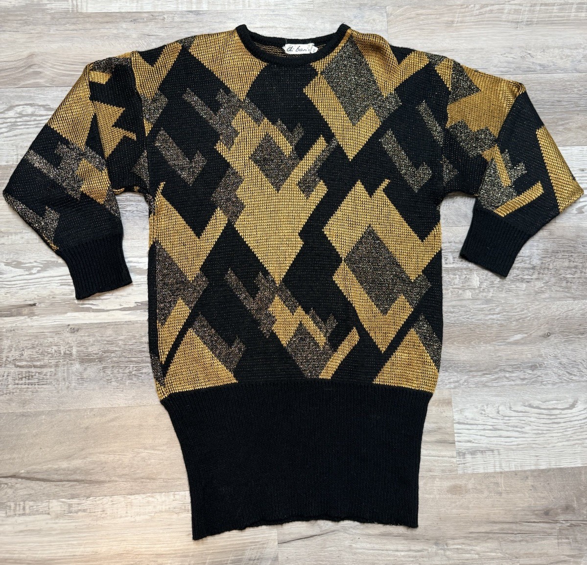 Vtg 80s Knit Sweater Di Bari Italy Abstract Geometric ColorBlock Oversized L-XL