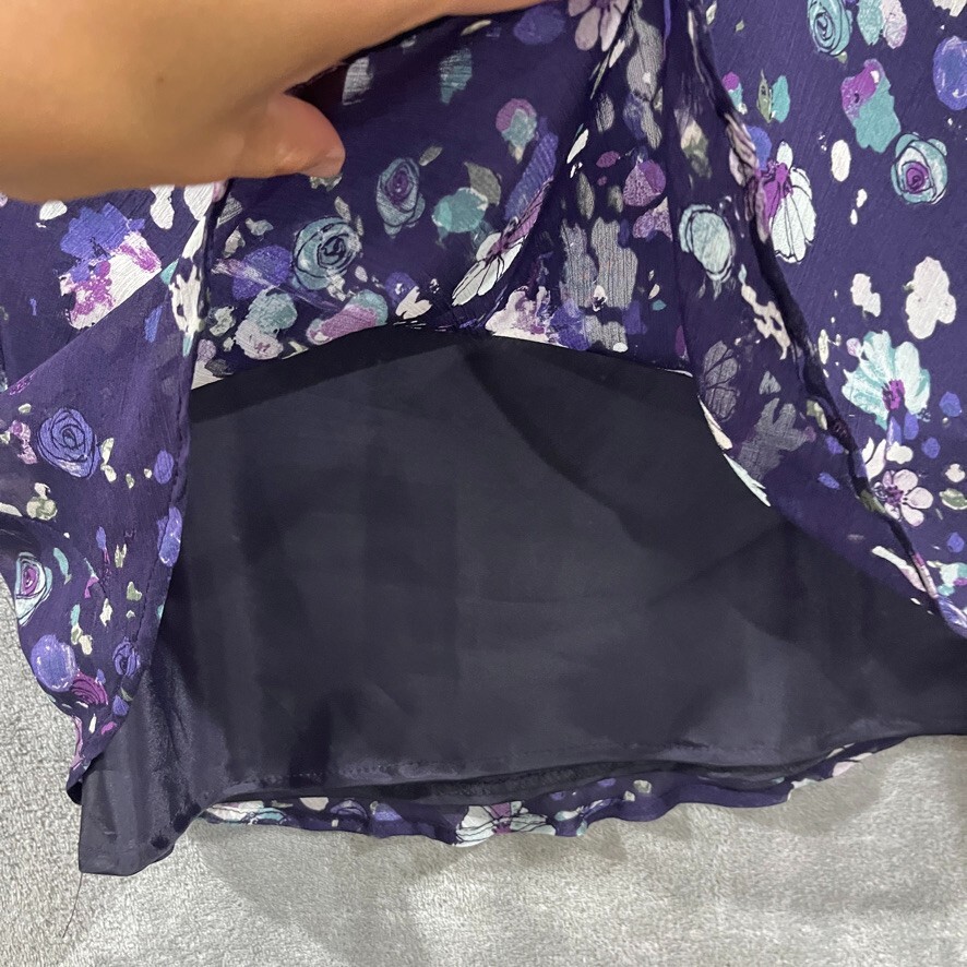 Vintage 90s Jones New York Florla Purple Square Neck Dress Sundress Sheath Sz 4