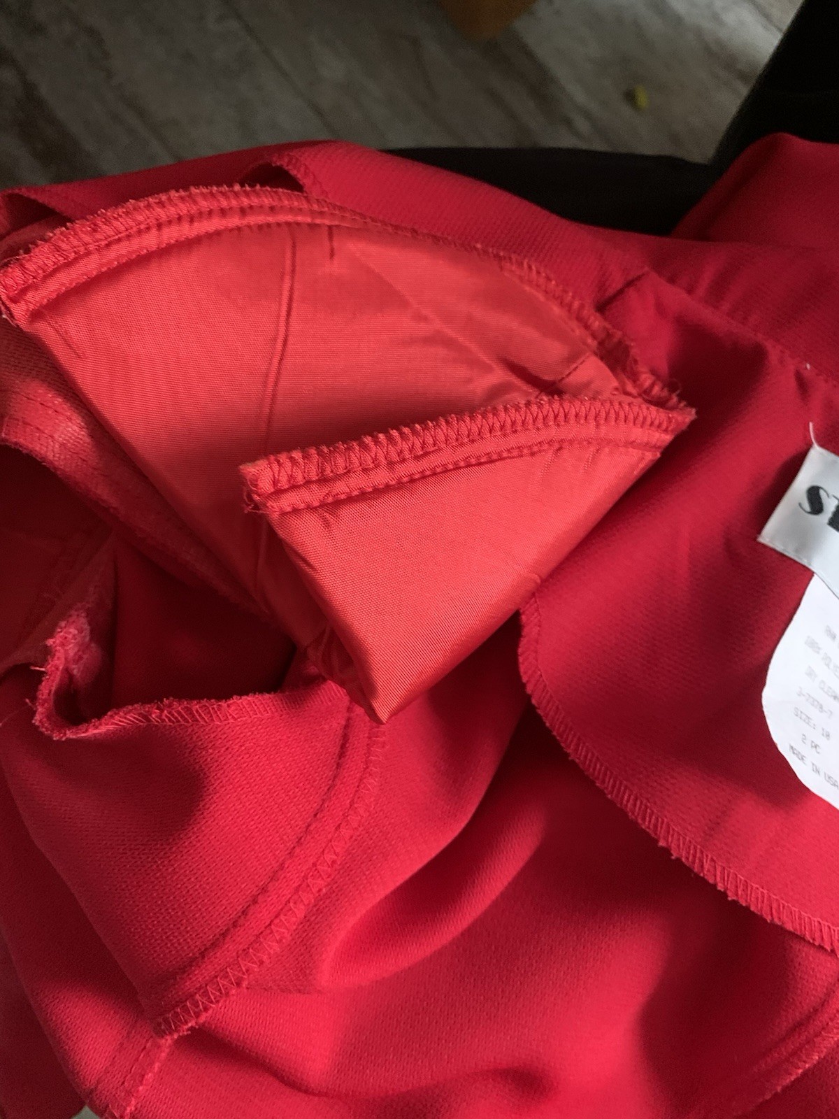 STUDIO I Faux Skirt 2 pc Suit Dress Size 10 Polyester Vintage Red/Navy B32-3
