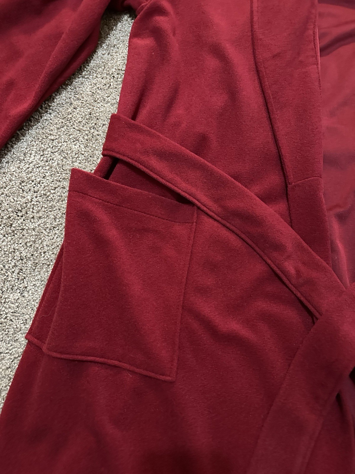 Vintage Collins And Aikman Cloud Fleece Robe With Belt Pockets Red Large NWT