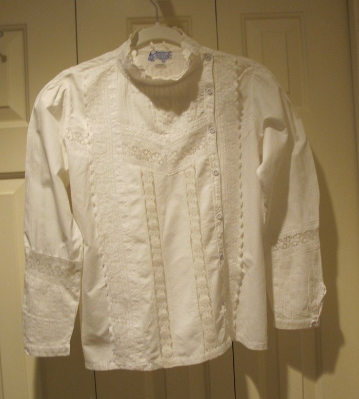 Raiment blouse~cotton Vintage 60’s~Wmns Sz L~made in INDIA~white~pintuck~FREE H