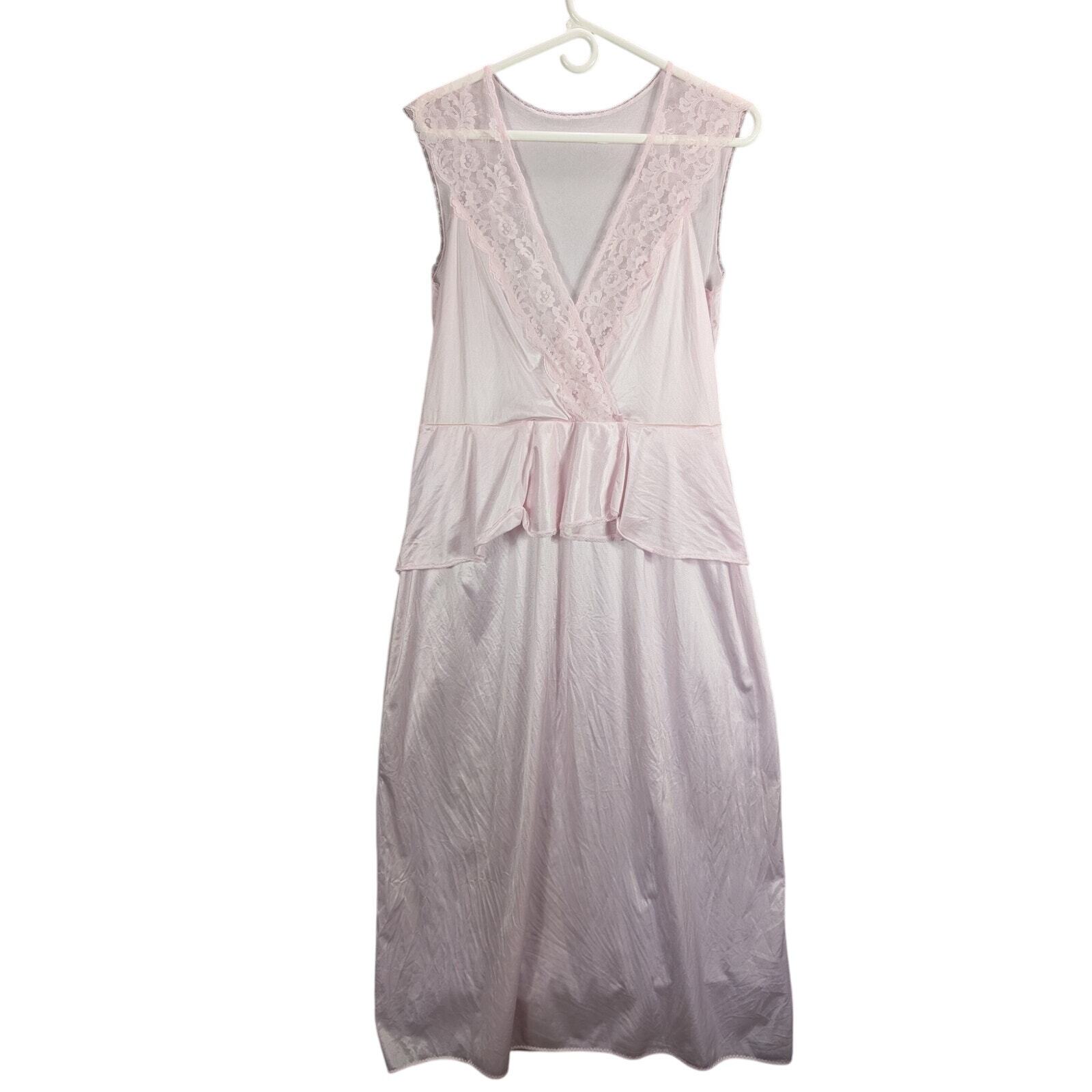 Vintage Night Gown Womens Large 16/18 Sears Pink Nylon Slip Dress Fairy Grunge