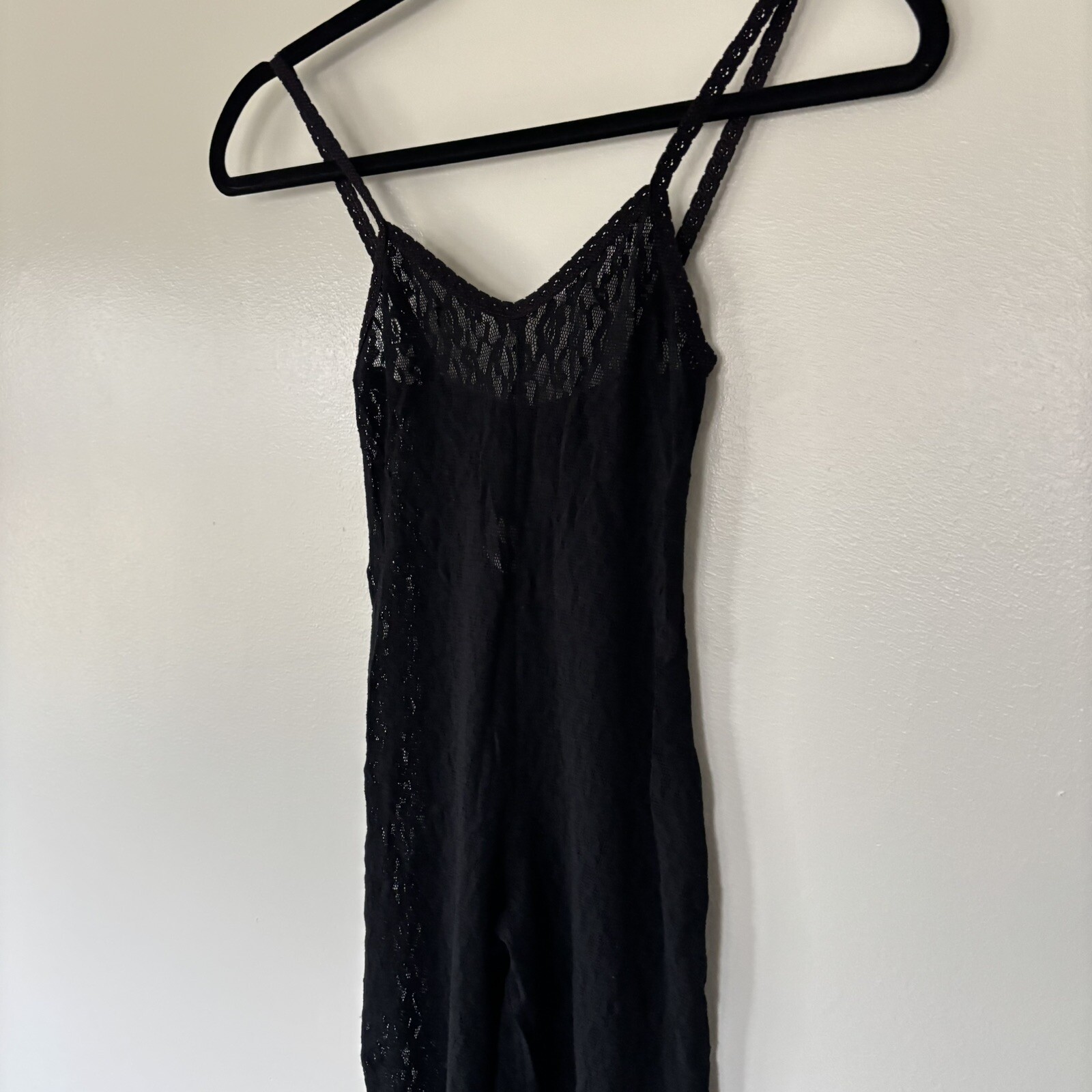 Vintage Lady Desiree Black Lace Footed Jumpsuit Lingerie Whimsigoth Grunge OS