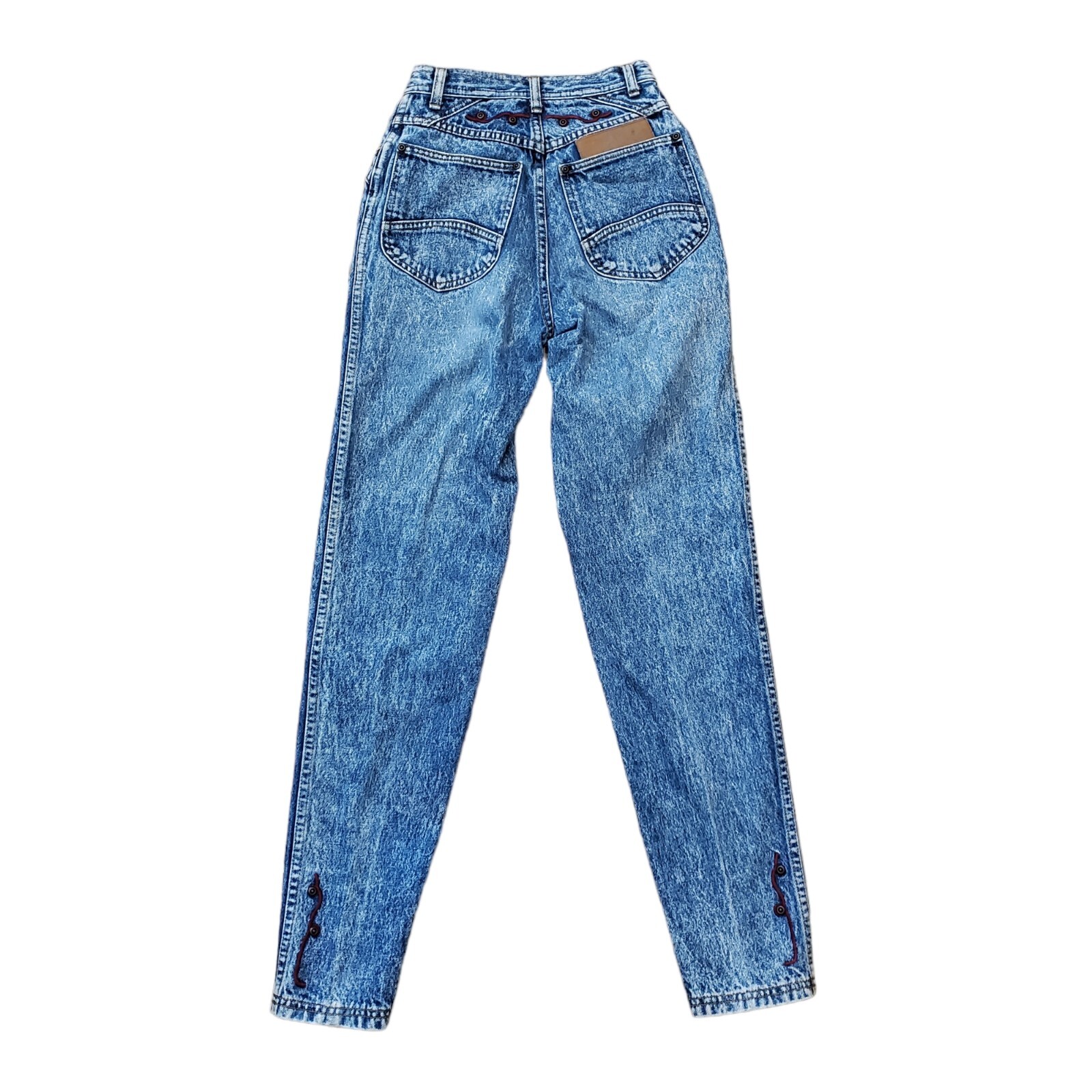 Bugle Boy Special Edition Vintage Embroidered Accent 80s Jeans Size W22 XXS