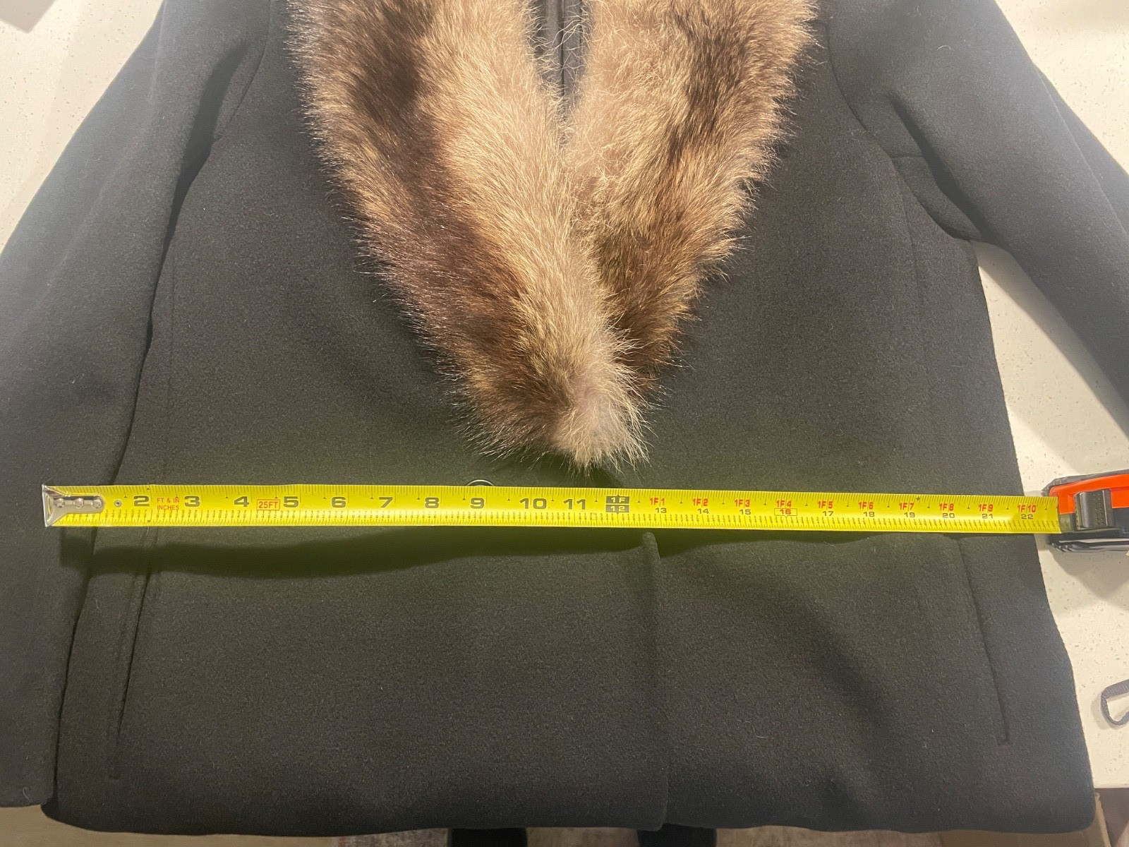 VTG Forstmann Fabric styled Central Park Wool Fur Collar Coat 12/14 Black USA