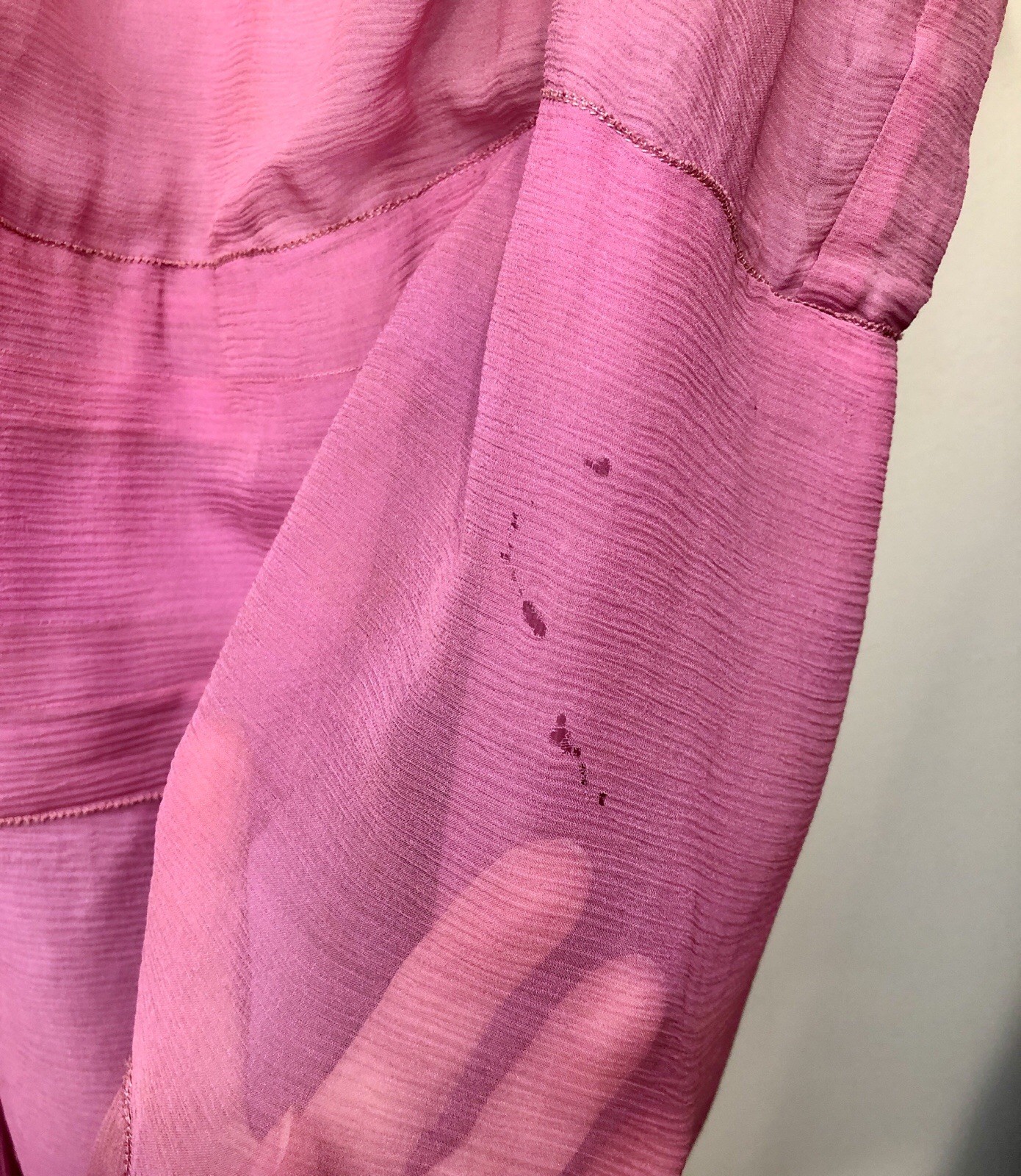 VTG 1920s ORCHID PINK SILK CREPE Great Gatsby Flapper Dress HANDKERCHIEF Hem
