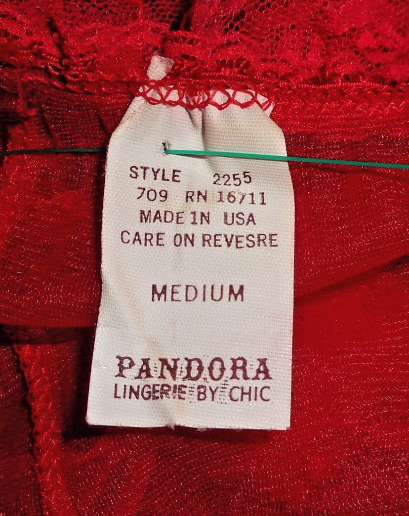 Vintage 1960s, Teddie, Pandora Lingerie by Chic, Lace Satin Sexy Scarlet Mint M