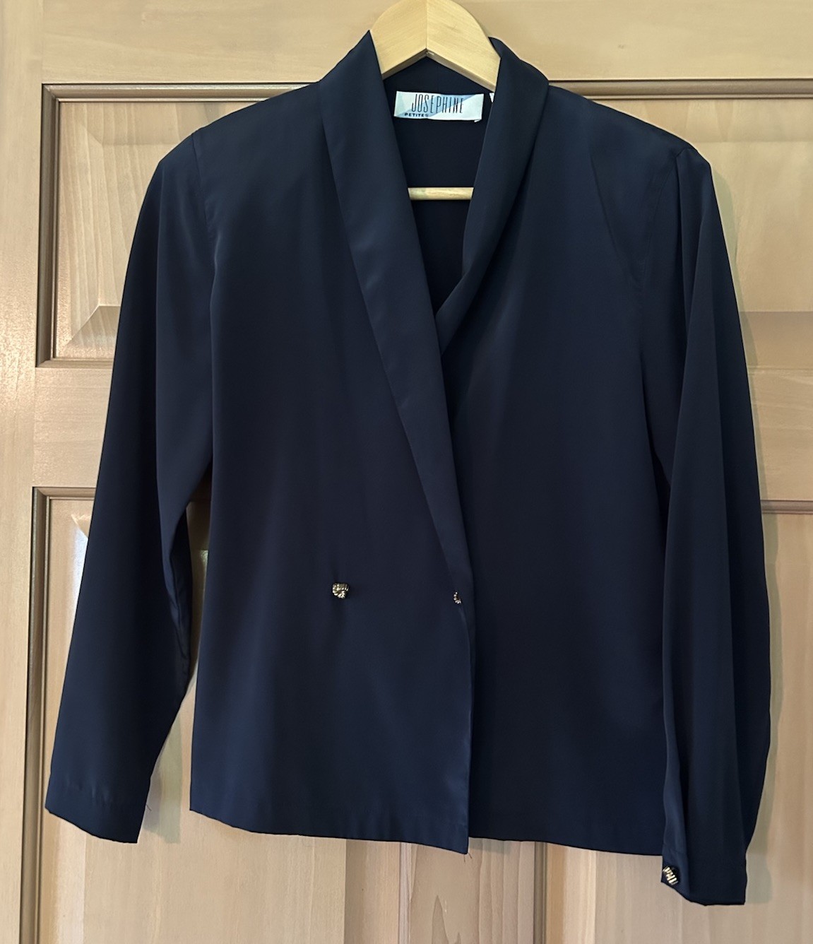 VTG Josephine Petites Double-Breasted Blouse, Size 4, Gold Crest Buttons