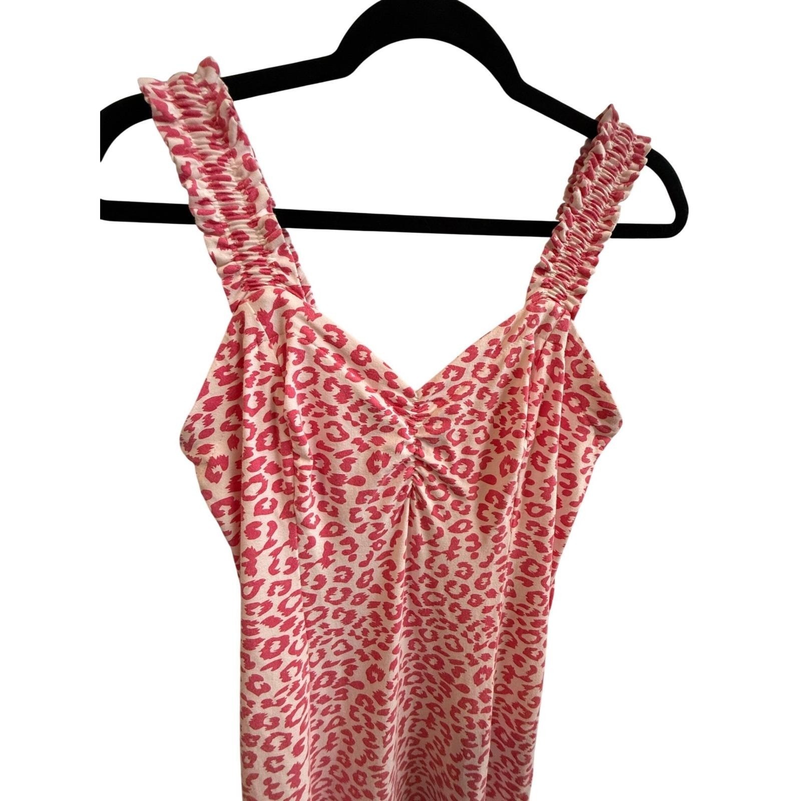 Rare Vtg Y2K Betsy Johnson Babydoll maxi dress pink and white leopard Coquette