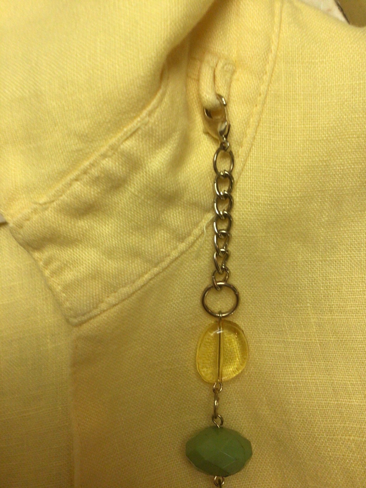 JM Collection Womans Plus 18W Blouse Yellow 3/4 Sleeve Detach Necklace Vintage