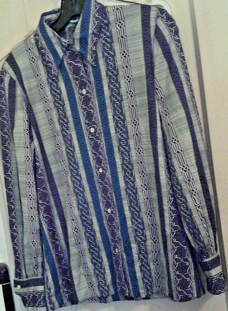Vintage 1970s MOD McMullen geometric stripe button down Shirt Blouse size 10