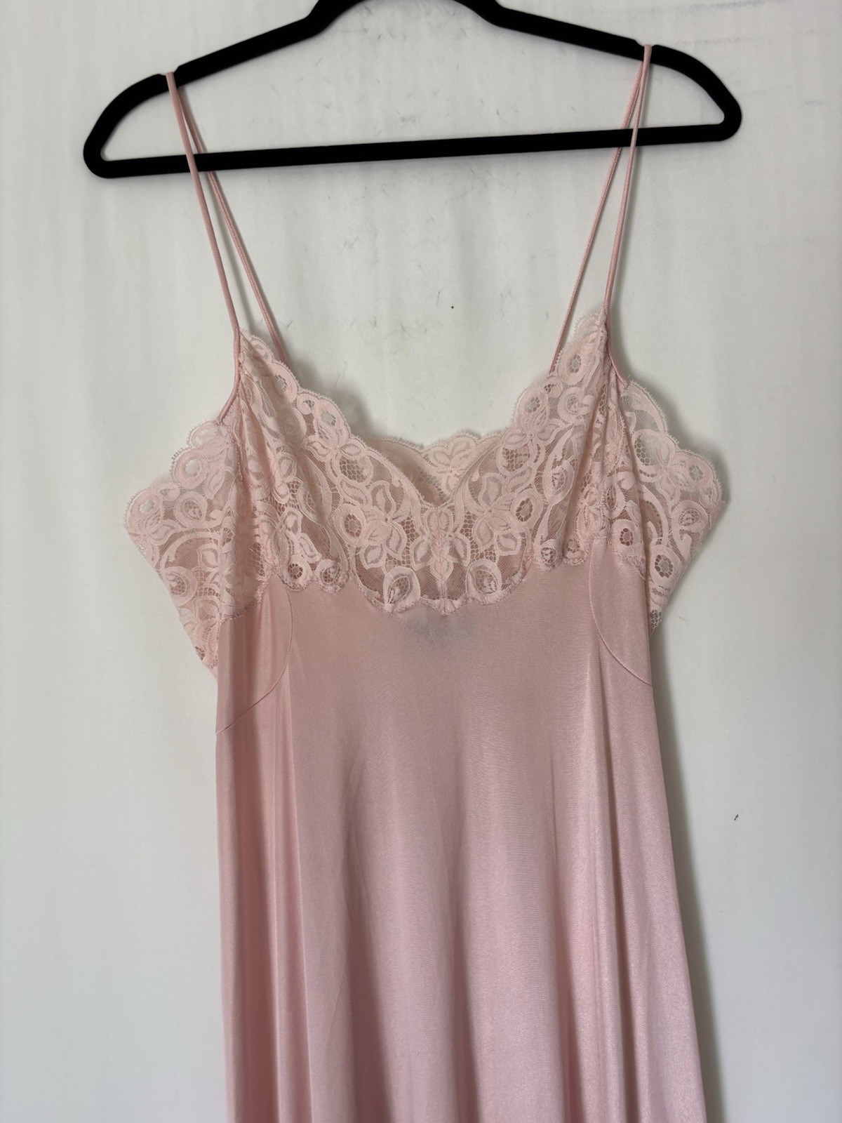 Vtg Lily Of France Robe and Long Slip Large Pink Blush Satin Lace