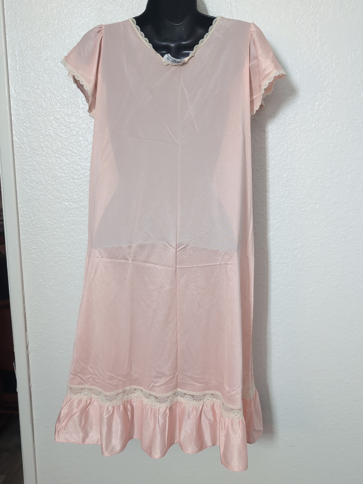 Vintage Natalie Creations Nightgown Nylon Lace Size Medium