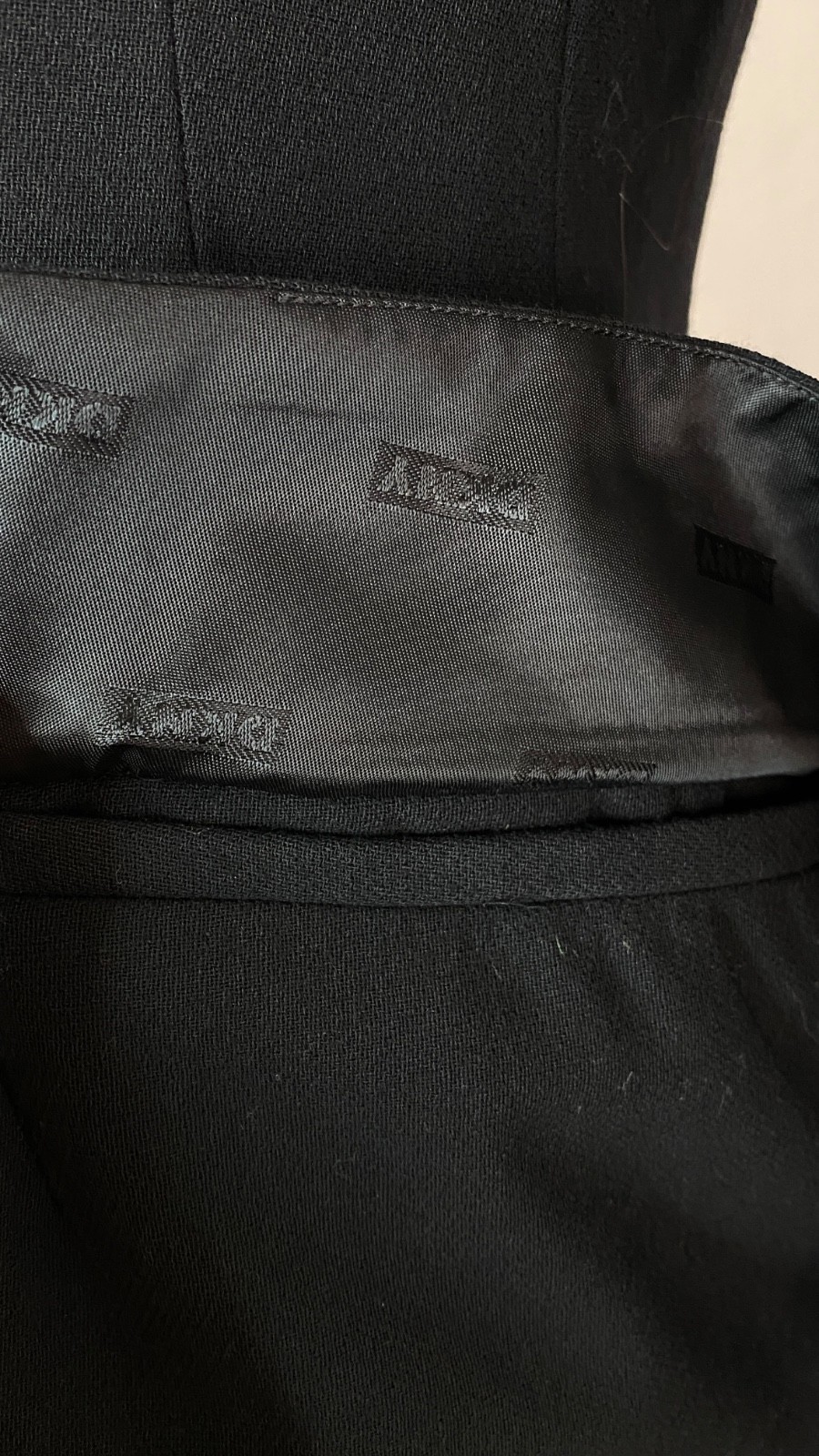 Vintage 1990s black DKNY wool silk velvet jacket shirt dress pea coat L XL plus
