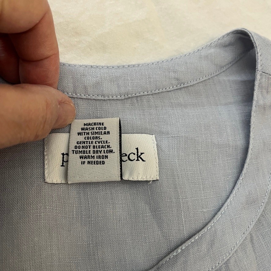 Peck & Peck 100% Linen Button Up Blouse Sz S Coastal Grandmother Lagenlook