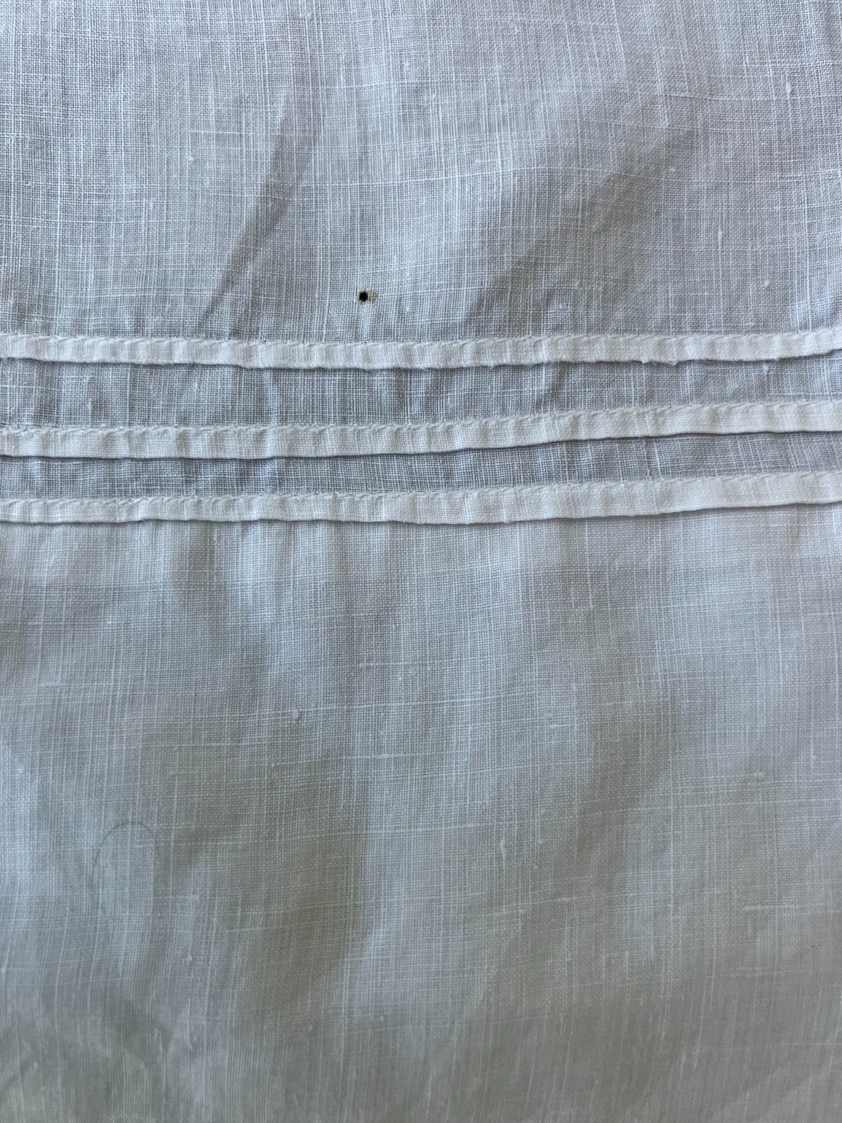 Antique Edwardian French White Linen Skirt w/Lacy Drawn Work & Pin Tucks S/M