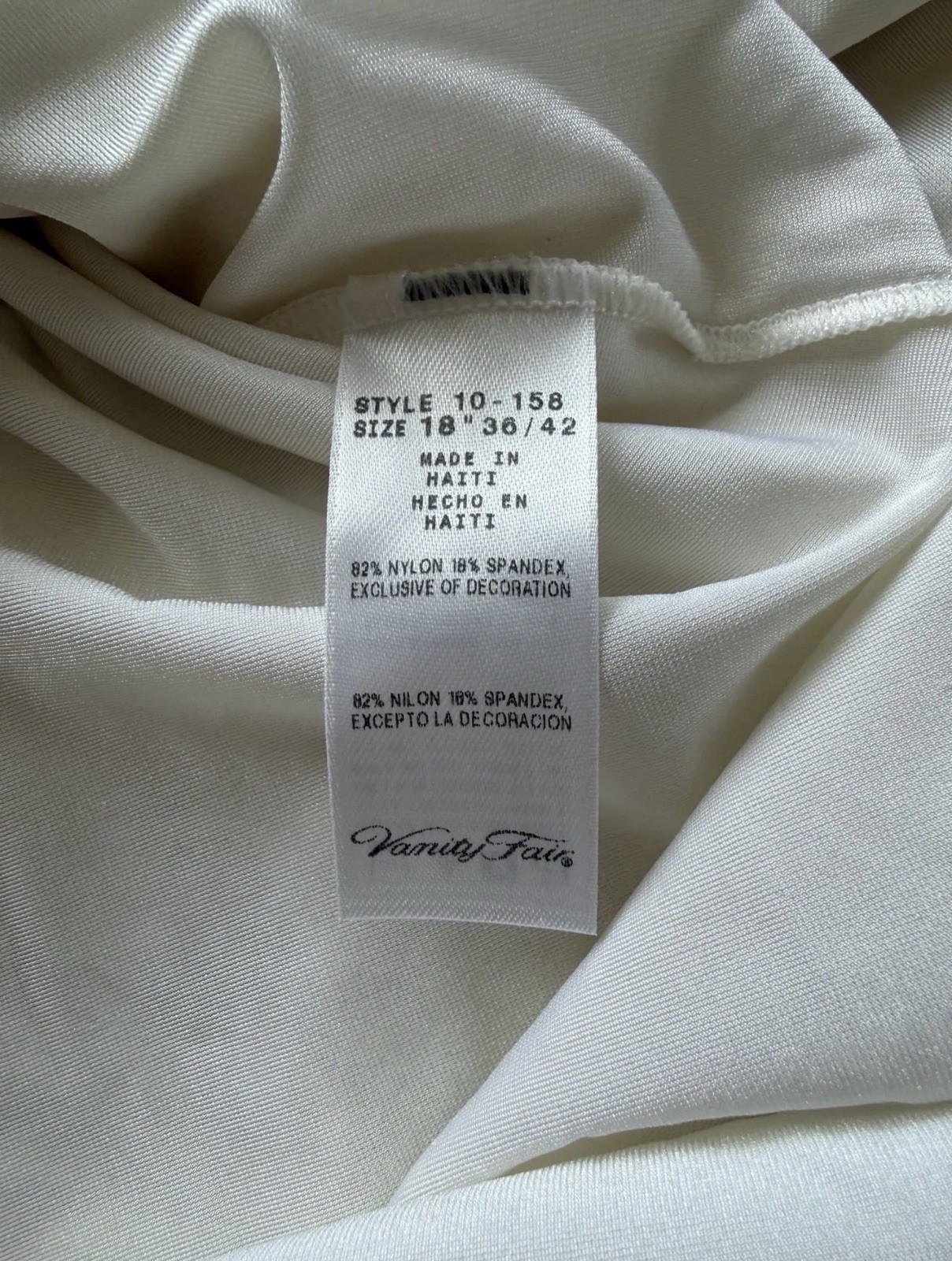 Vanity Fair Vintage Full Slip Dress White Nylon, Size 18