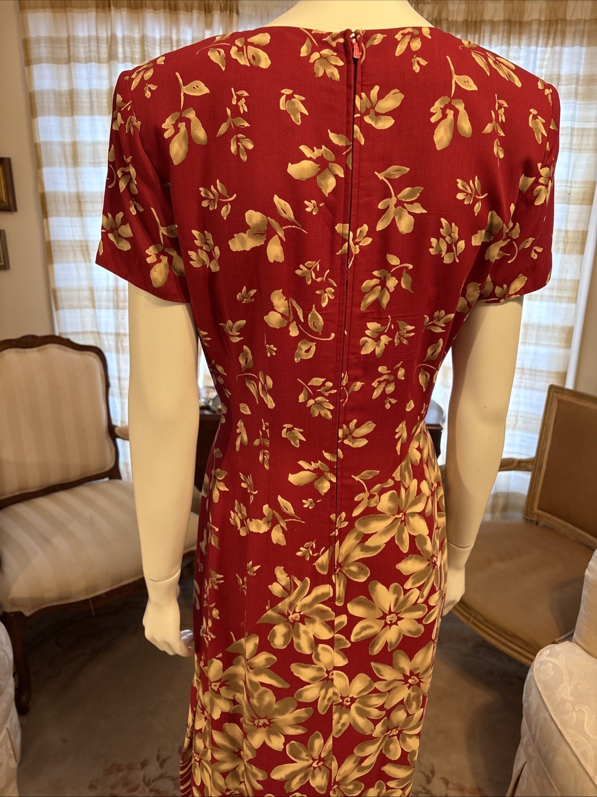 Vtg Donna Morgan Floral Maxi Dress Red With Flower Pattern Sz 4 Beautiful