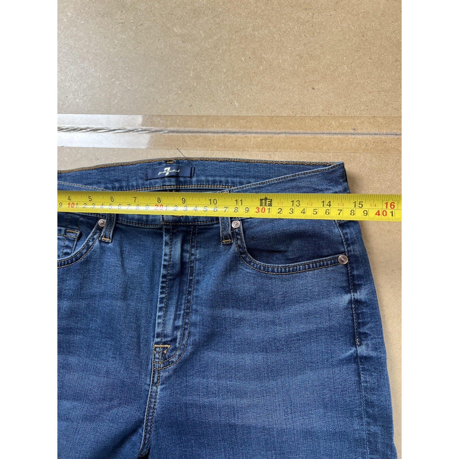 7 For All Mankind Jeans Womens 30 Blue Slim Skinny Ankle Split Hem Denim