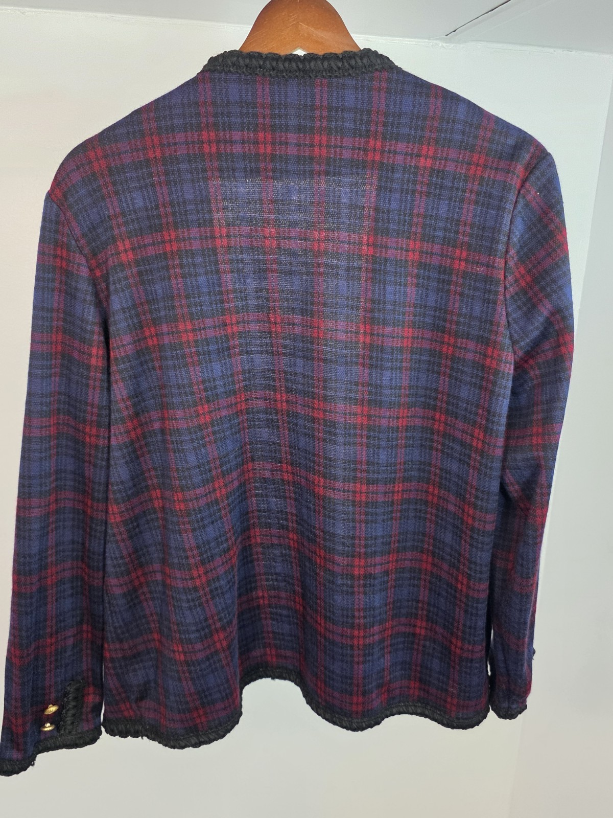 VTG 70s Cape Cod Red/Blue Plaid Blazer Gold ACCENTS Large