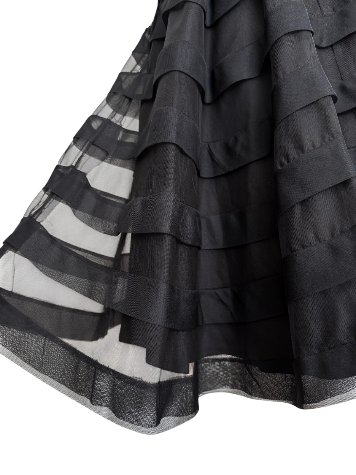 Vintage 50s Kasper Penart Rare Illusion Mesh Tiered Fit Flare Cocktail Dress
